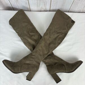 Marc Fisher Luley Over the Knee Vegan Suede Pull On OTK Boots Taupe Size 6.5